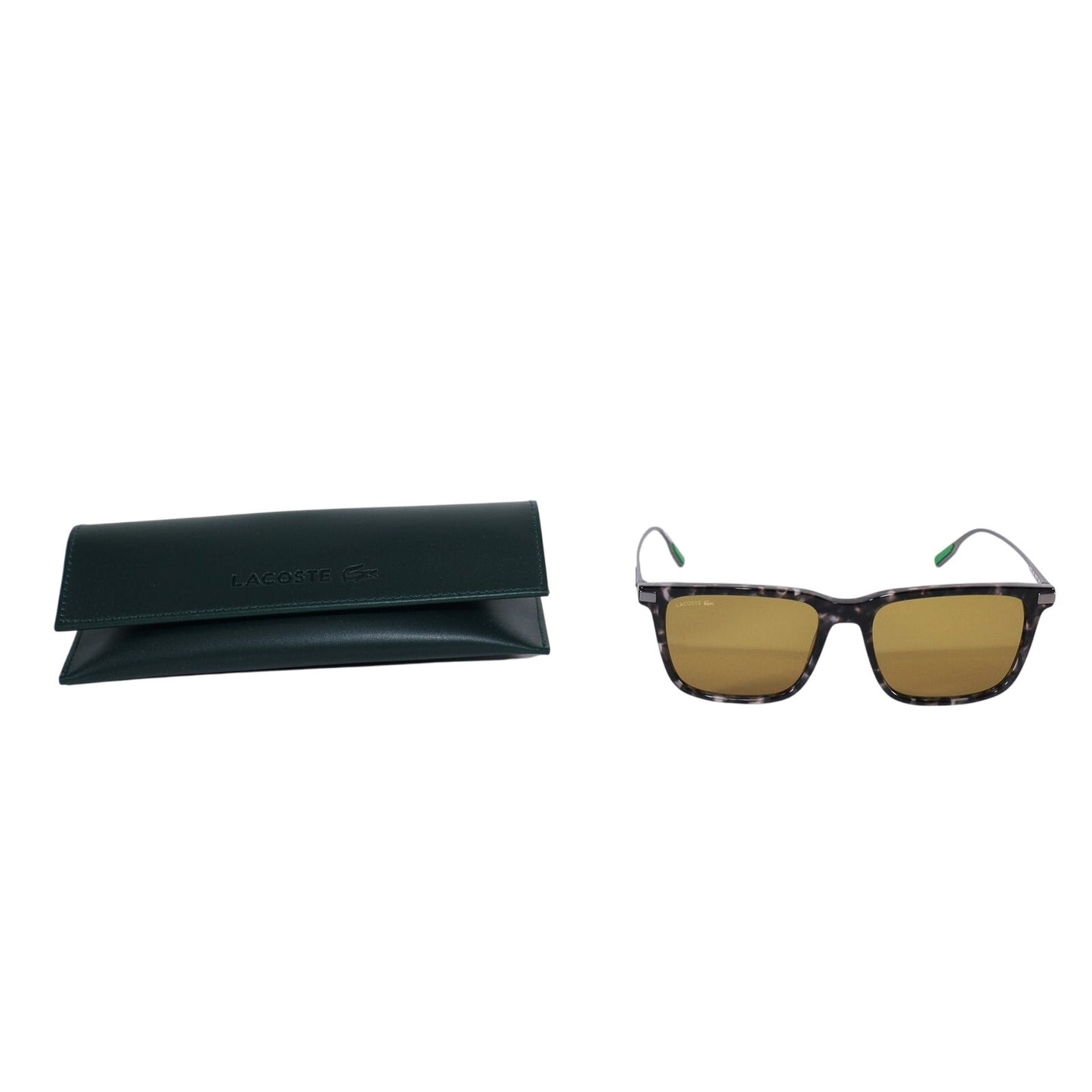 Lacoste Square Men’s Sunglasses – Grey Havana / Green-Gold
