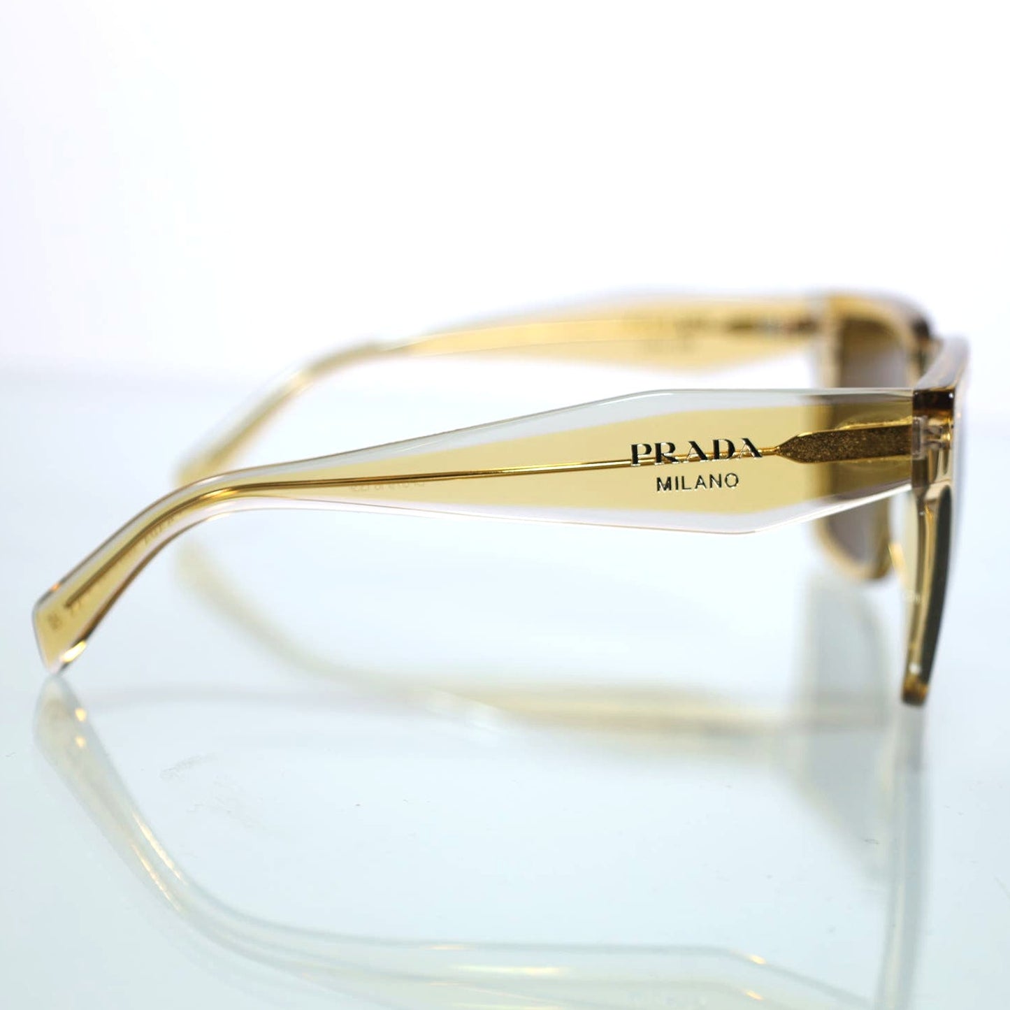 Prada Square Oversized Sunglasses - Ocher-Crystal Grey/Dark Brown