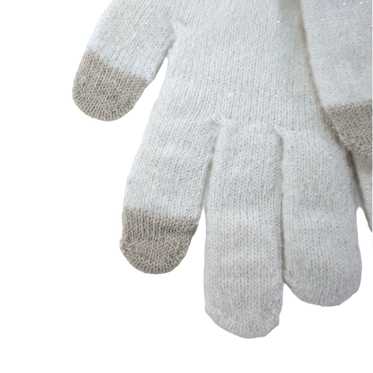 Style & Co Women’s Winter Knit Gloves – Glitter Ivory – Touchscreen Friendly