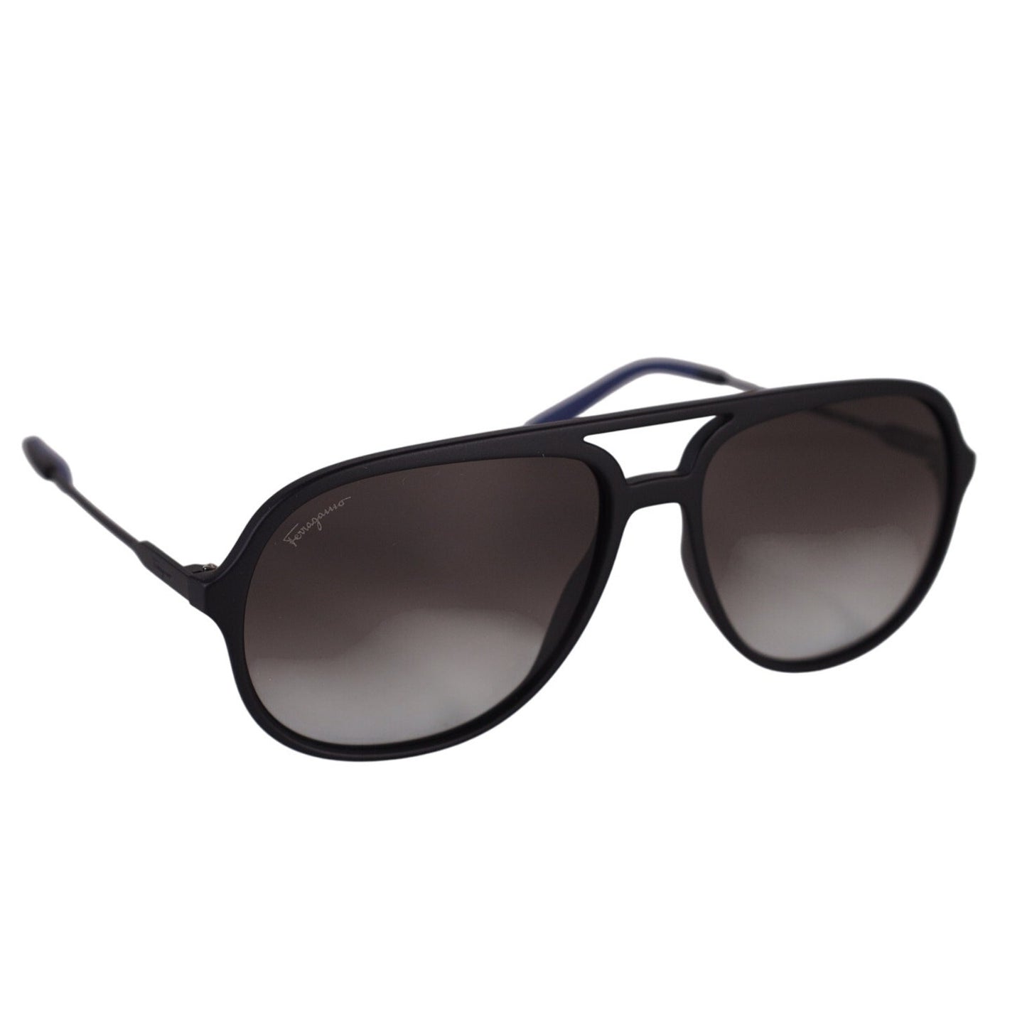 Salvatore Ferragamo Mens Lightweight Aviator Sunglasses - Black / Grey