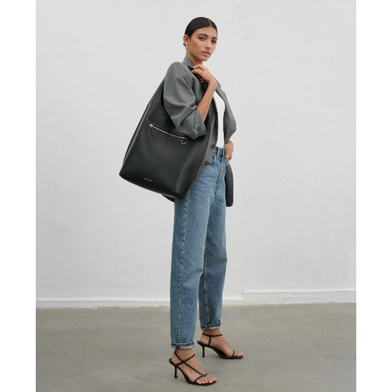 Ideal of Sweden Frankie Boho Shoulder Bag - Smooth Black Vegan Leather