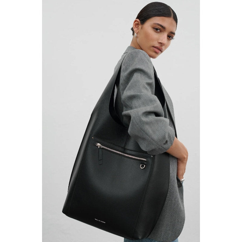 Ideal of Sweden Frankie Boho Shoulder Bag - Smooth Black Vegan Leather