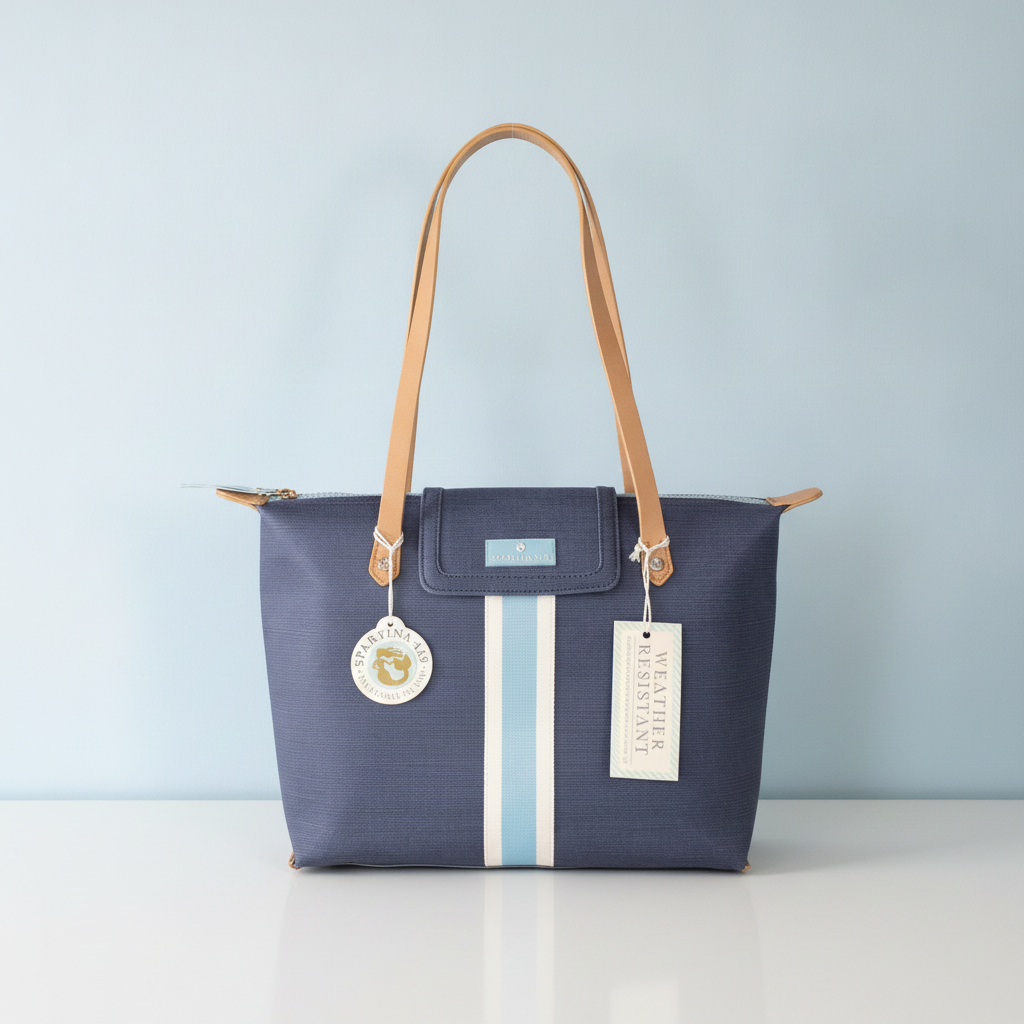 Spartina 449 Armada Zip Travel Tote Bag – Navy Blue Stripe