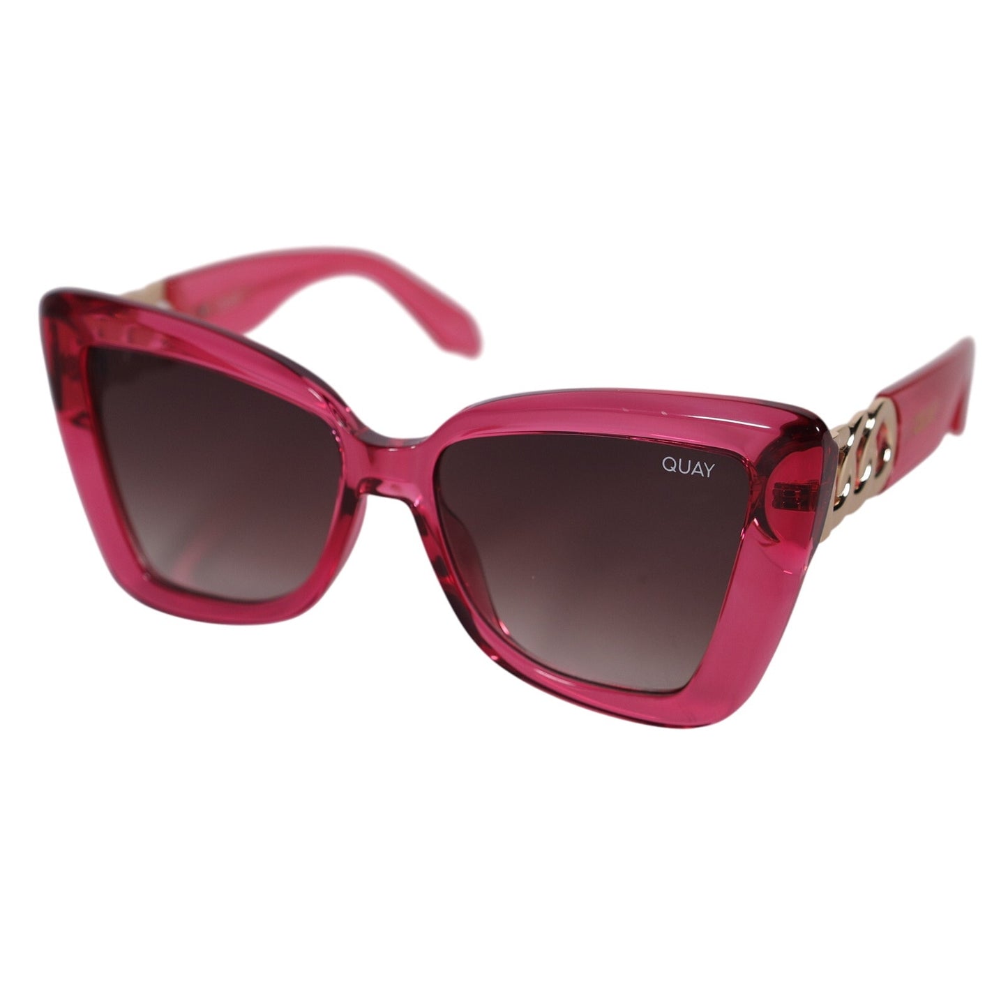Quay Australia CHAIN REACTION Oversized Butterfly Sunglasses - Pink / Brown