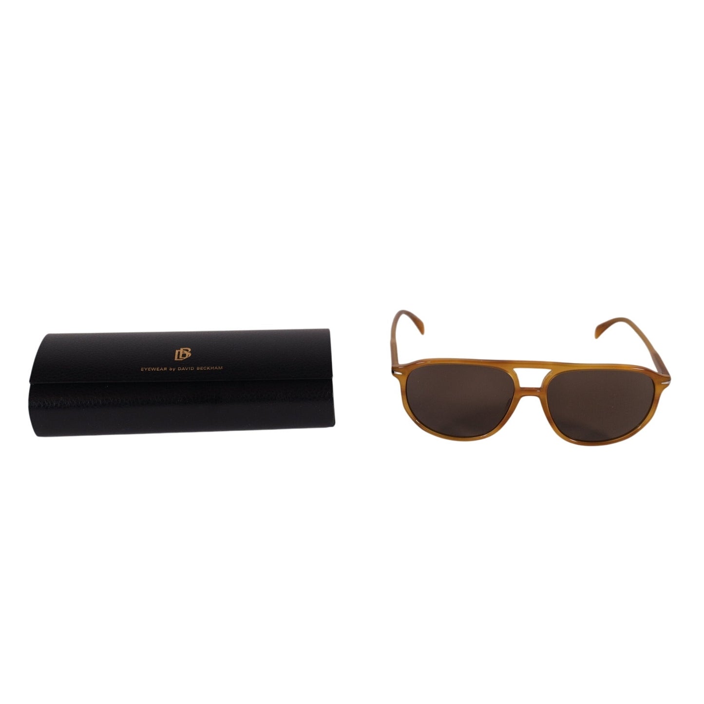 David Beckham Lightweight Aviator Sunglasses - Yellow Horn / Brown