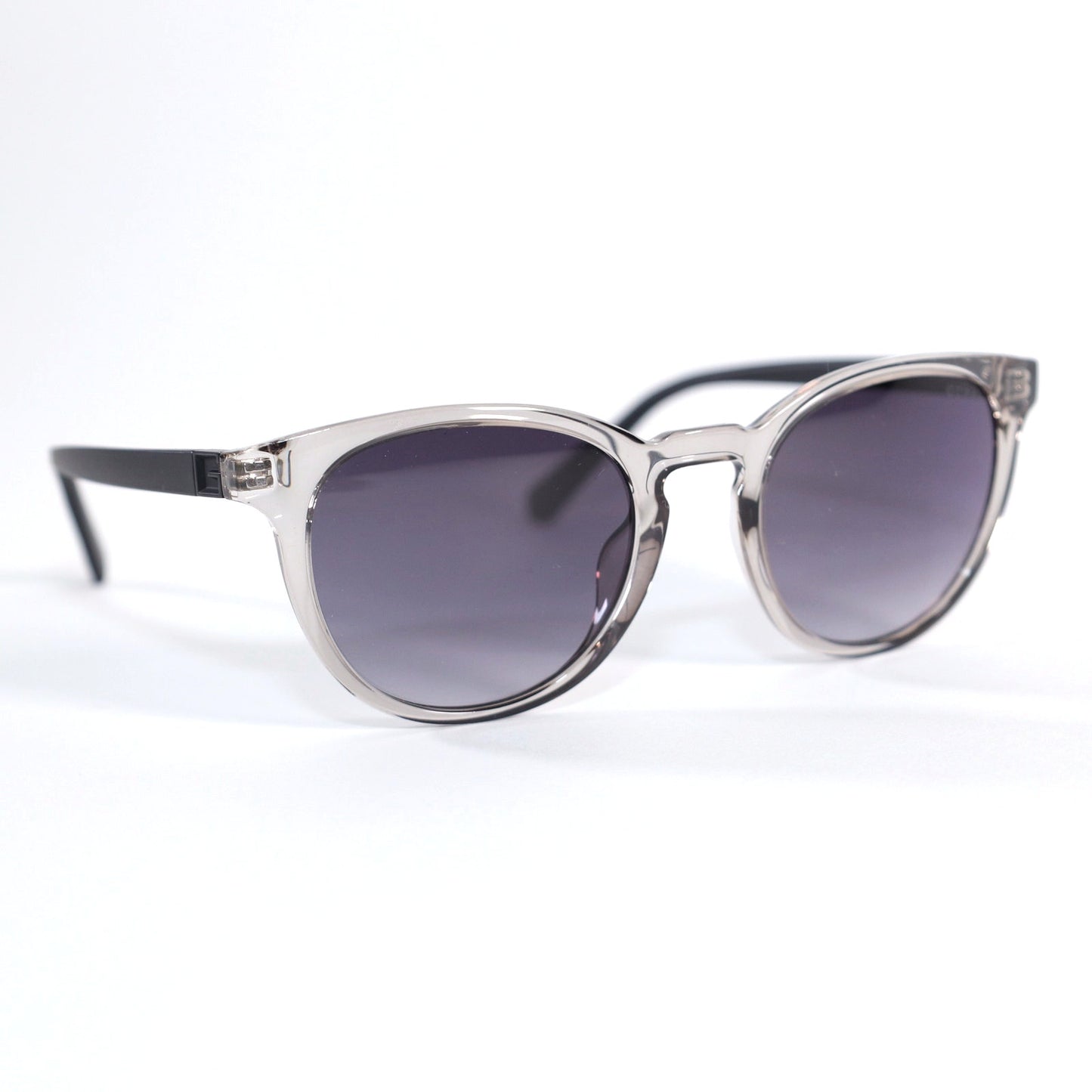 GUESS Round Mens Sunglasses - Transparent Grey / Black