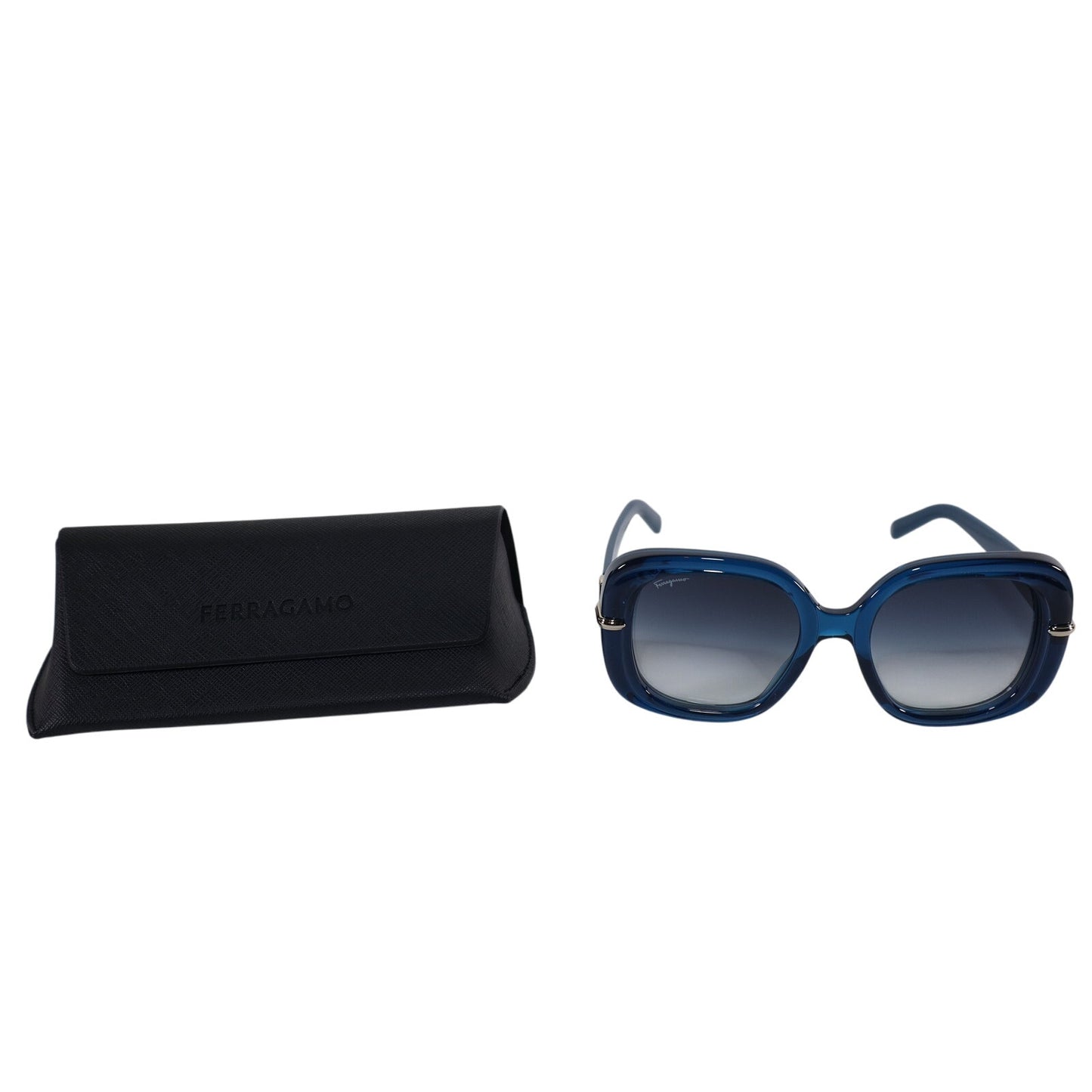 Ferragamo Oversized Women Sunglasses - Transparent Blue/Blue Gradient