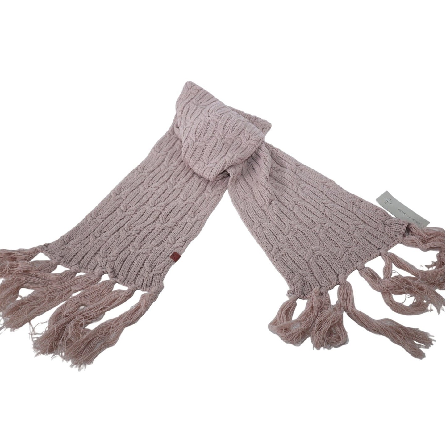 Bickley + Mitchell Amsterdam Knit Fringe Scarf - Dusty Rose - NWT