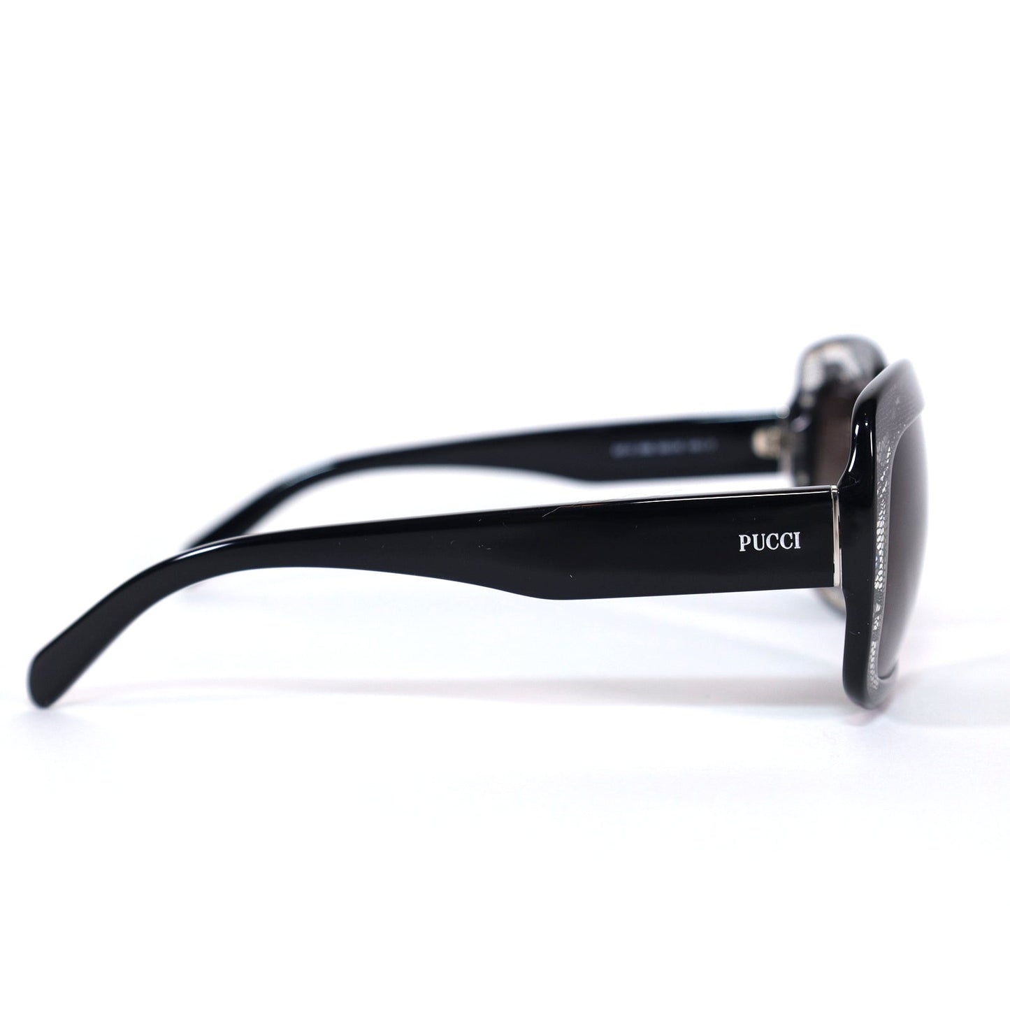 Emilio Pucci Womens Oval Sunglasses - Black Lace / Grey Gradient