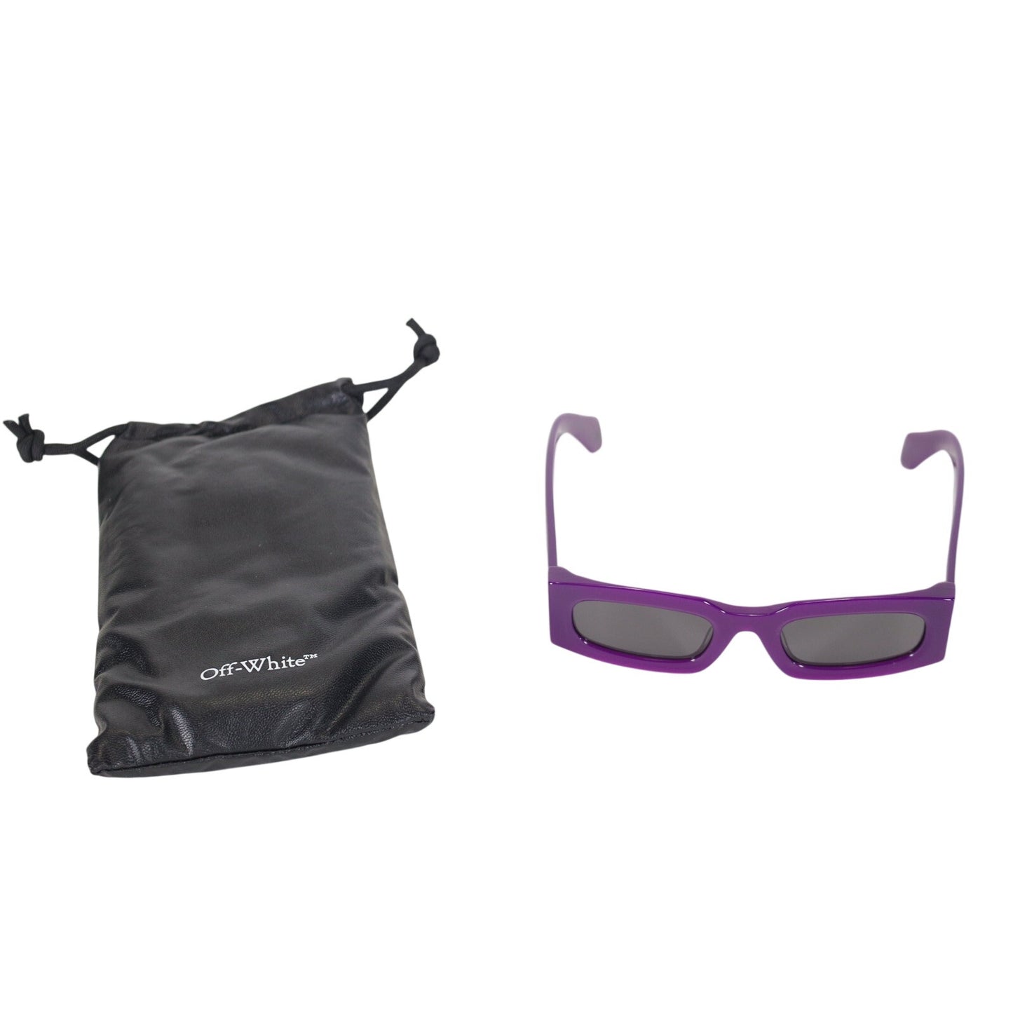Off-White CARY Narrow Rectangle Sunglasses – Shiny Purple / Dark Gray