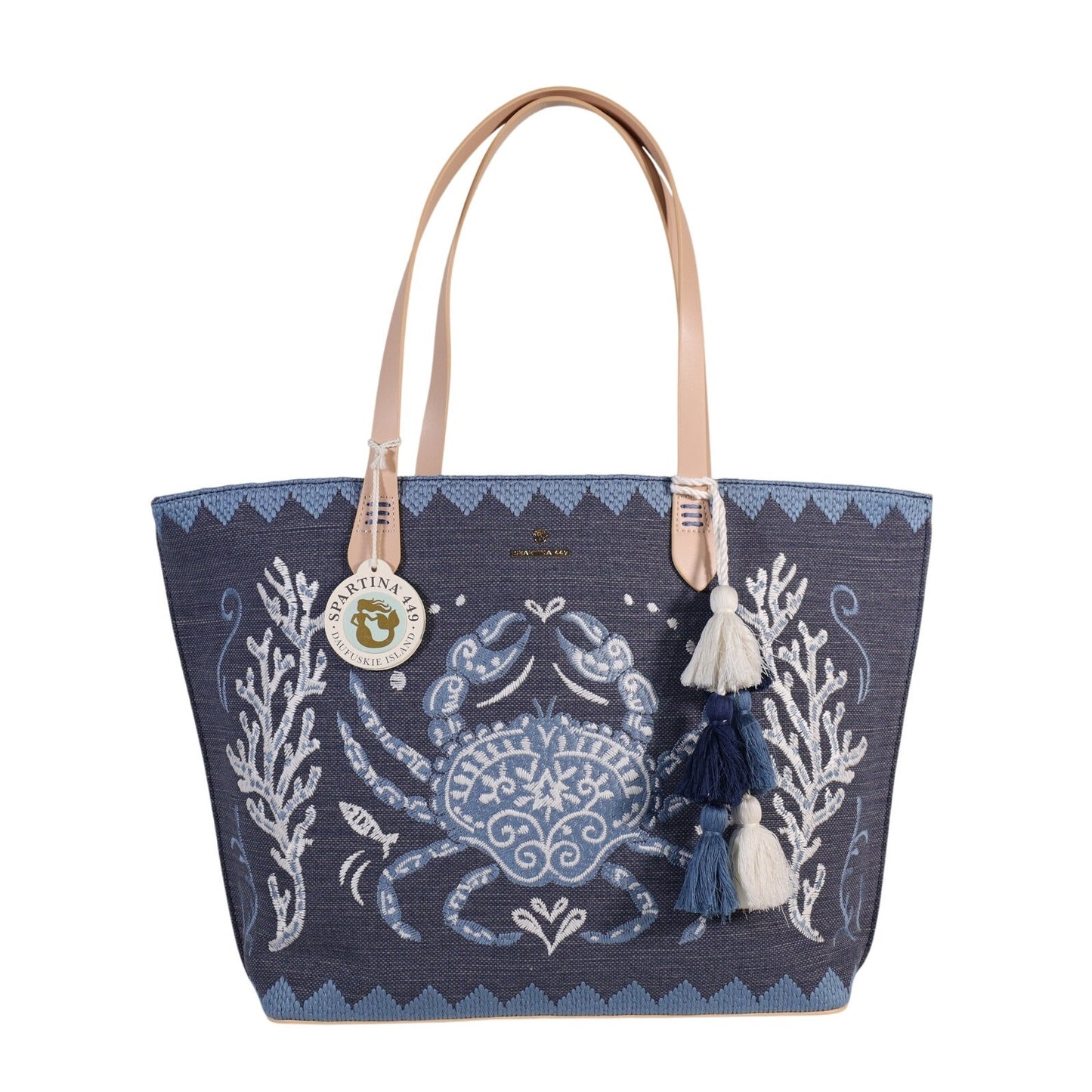 Spartina 449 Fiesta Tote Bag - Hamilton Crab - Denim Blue / White
