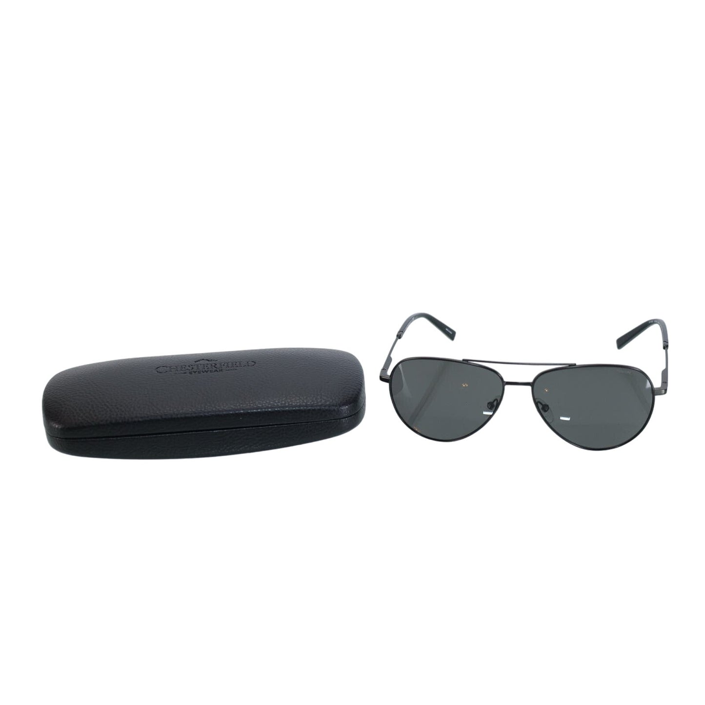 Chesterfield Mens Pilot Aviator Polarized Sunglasses - Matte Black/Black