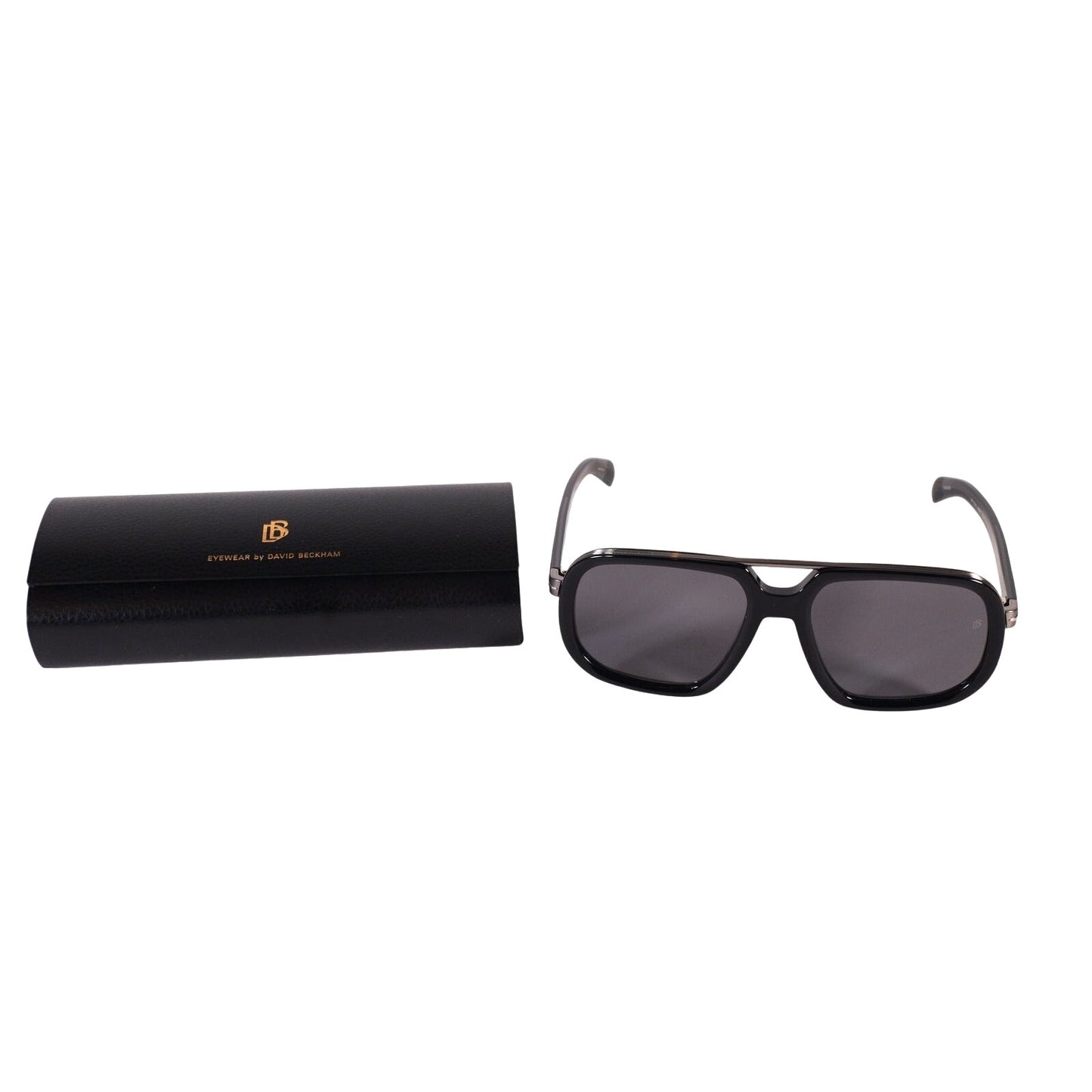 David Beckham Mens Modern Aviator Polarized Sunglasses-Black/Dark Ruthenium