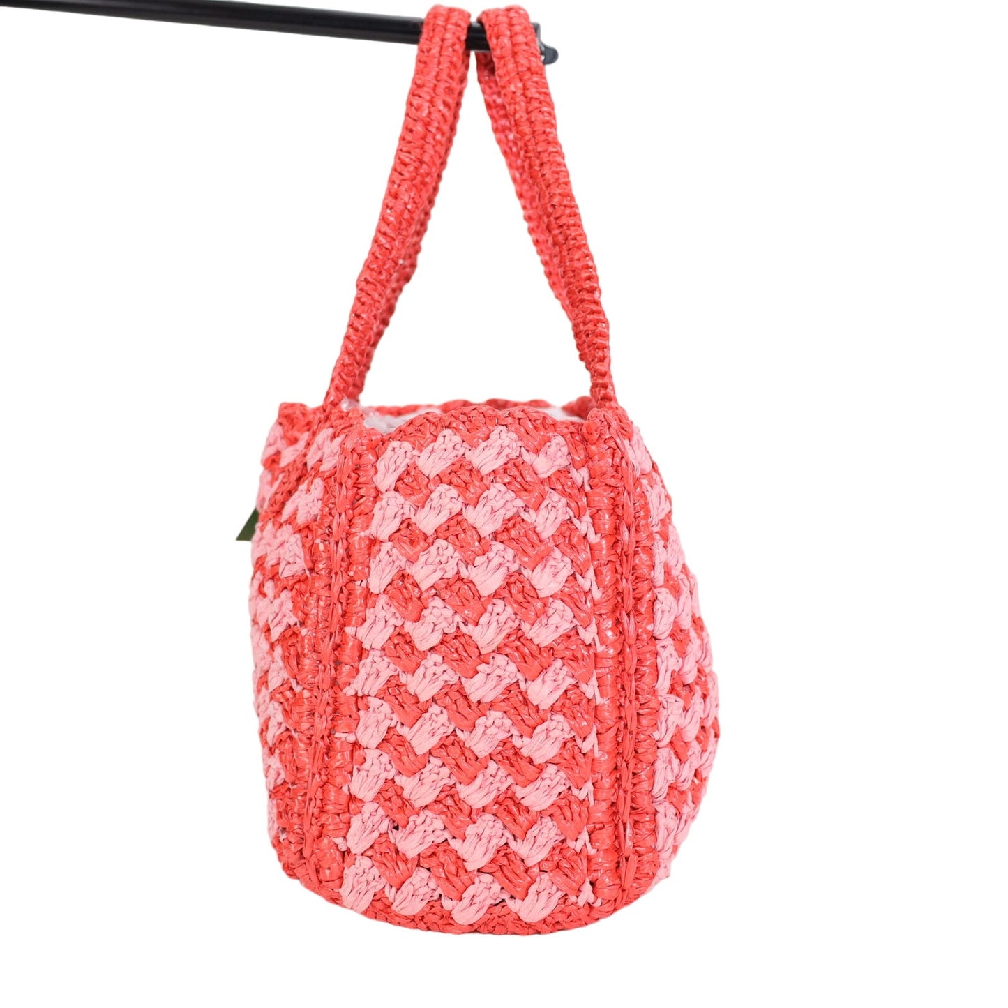 Kate Spade High Tide Striped Crochet Raffia Medium Tote Bag - Ladybug