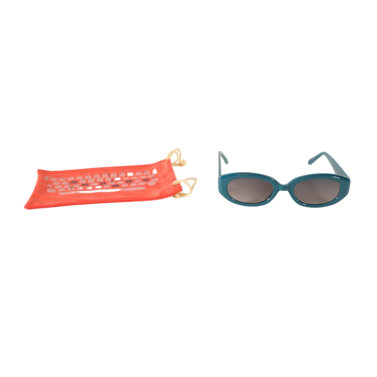Fossil Slim Oval Cutoff Sunglasses - Teal Blue Green / Grey