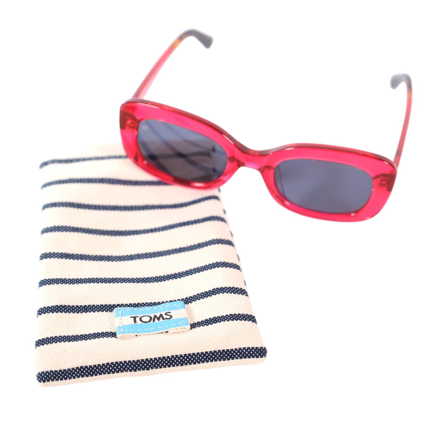 TOMS Jules Womens Oval Sunglasses - Transparent Red/Grey