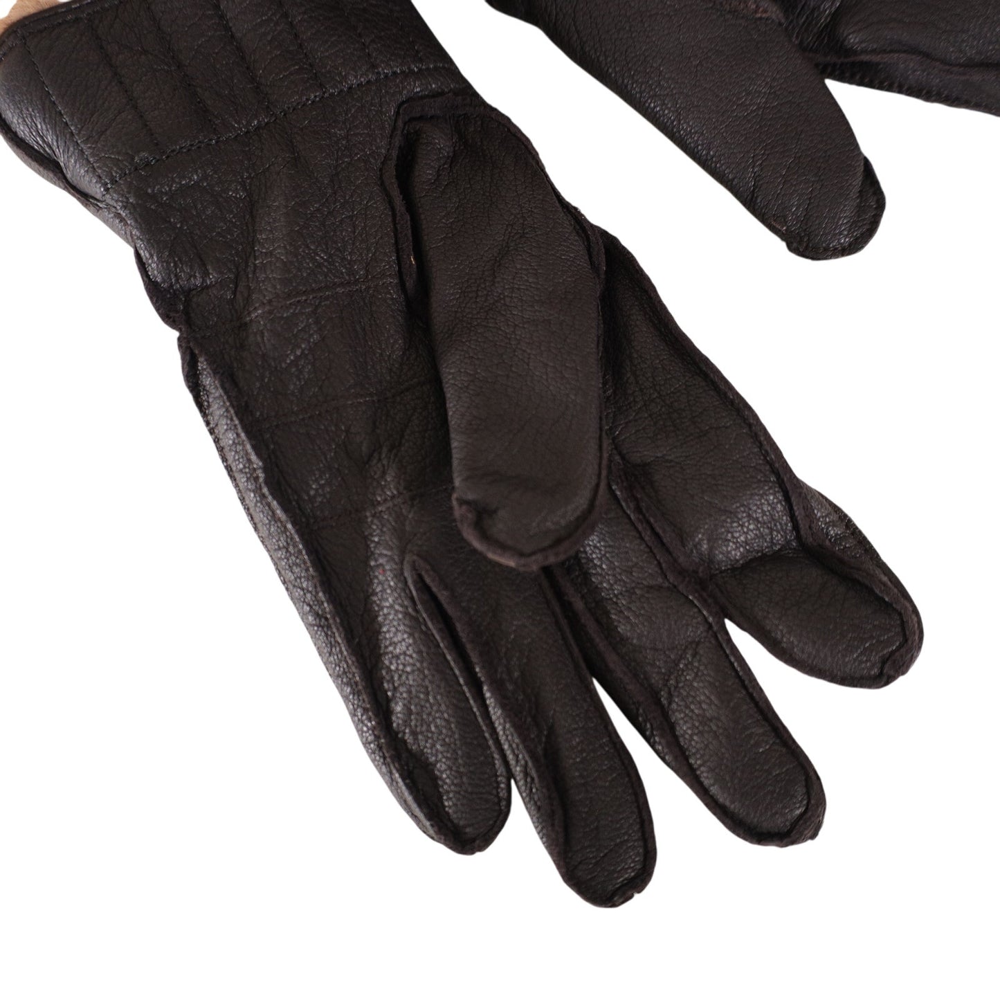 Barbour Brown Leather Fur Lined Men's Winter Utility Gloves - Size Medium