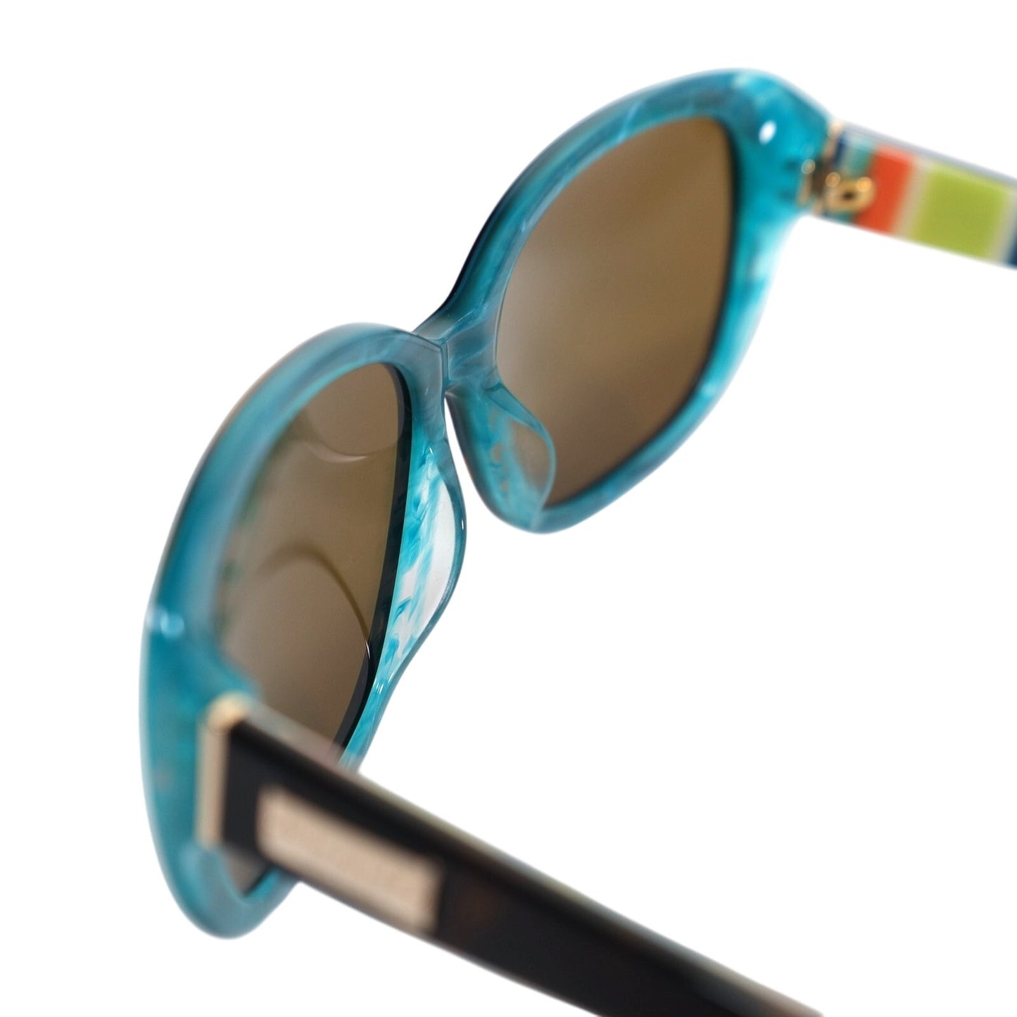 Kate Spade HILDE Oval Polarized Sunglasses - Olive Havana Turquoise/Brown