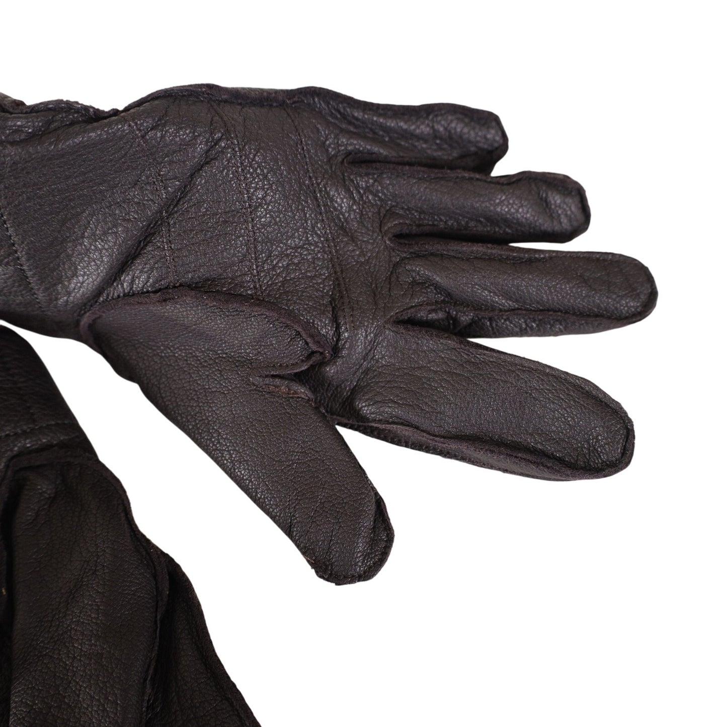 Barbour Brown Leather Fur Lined Men's Winter Utility Gloves - Size Medium
