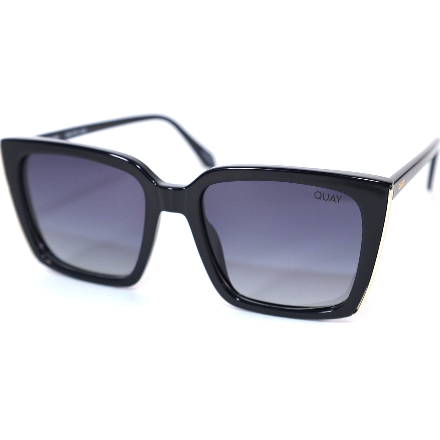 Quay Australia FRONT COVER Square Polarized Sunglasses - Black / Smoke