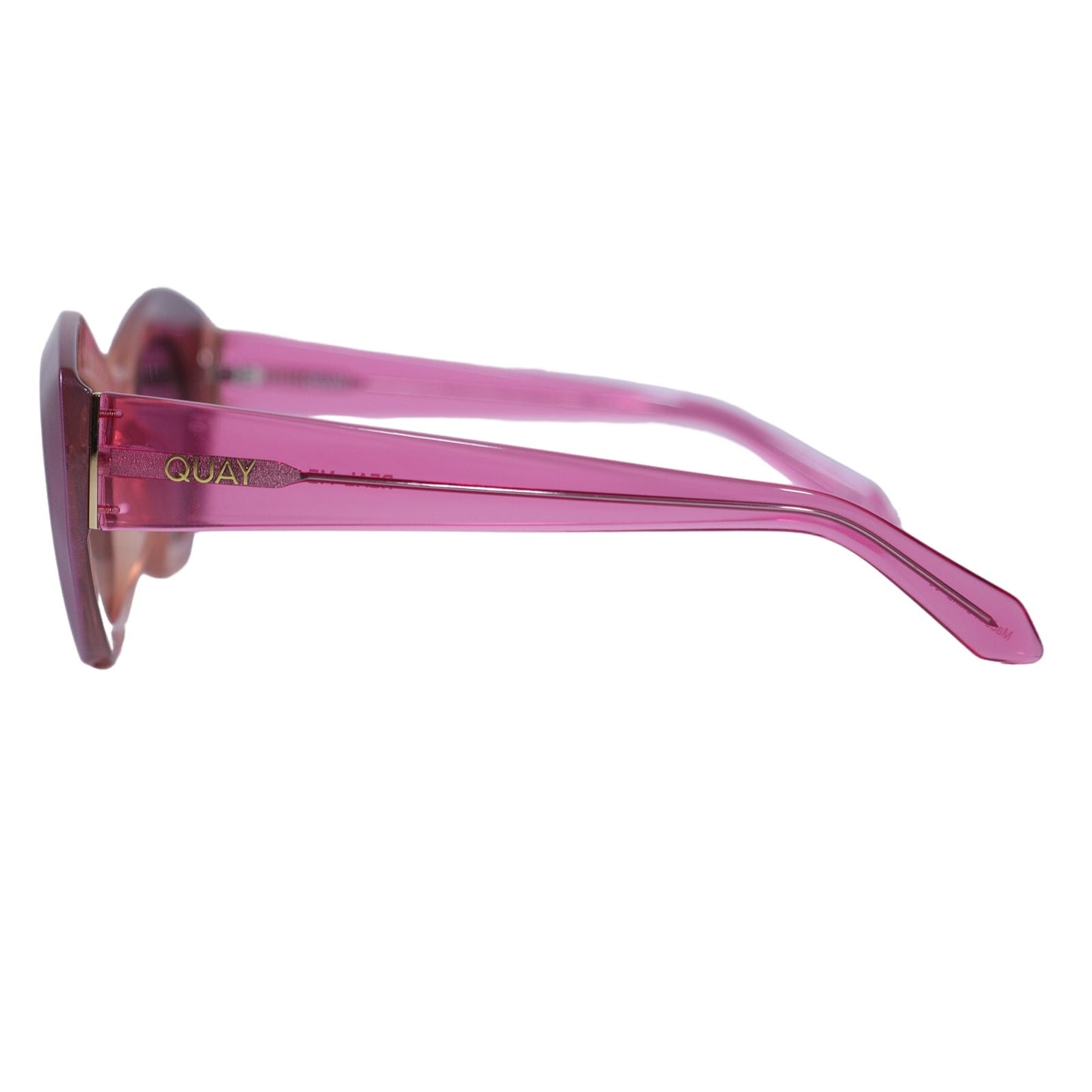 Quay Australia REAL ME Geometric Oval Sunglasses - Hot Pink Ombre/Gold