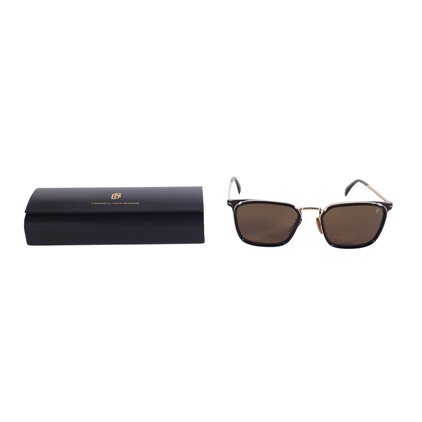 David Beckham Lightweight Square Sunglasses- Black Gold / Brown