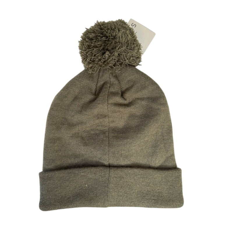 Sun + Stone Olive Green Knit Pom Winter Beanie Hat