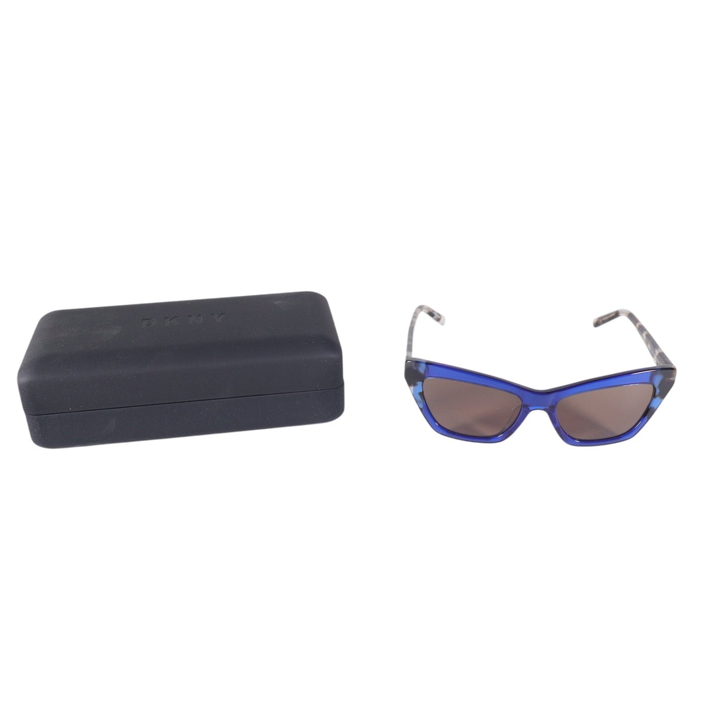 DKNY Narrow Cat Eye Womens Sunglasses – Cobalt Blue / Bone Tortoise – Retro Chic