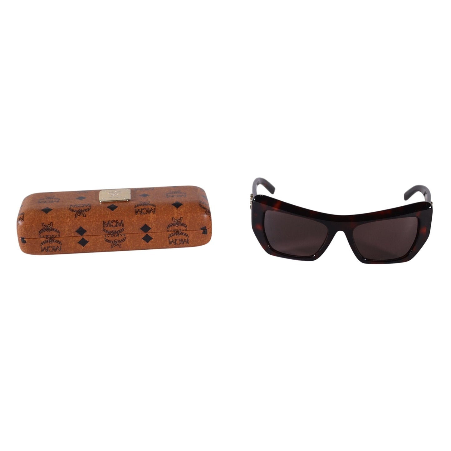 MCM Rectangle Cat Eye Sunglasses - Red Havana / Brown