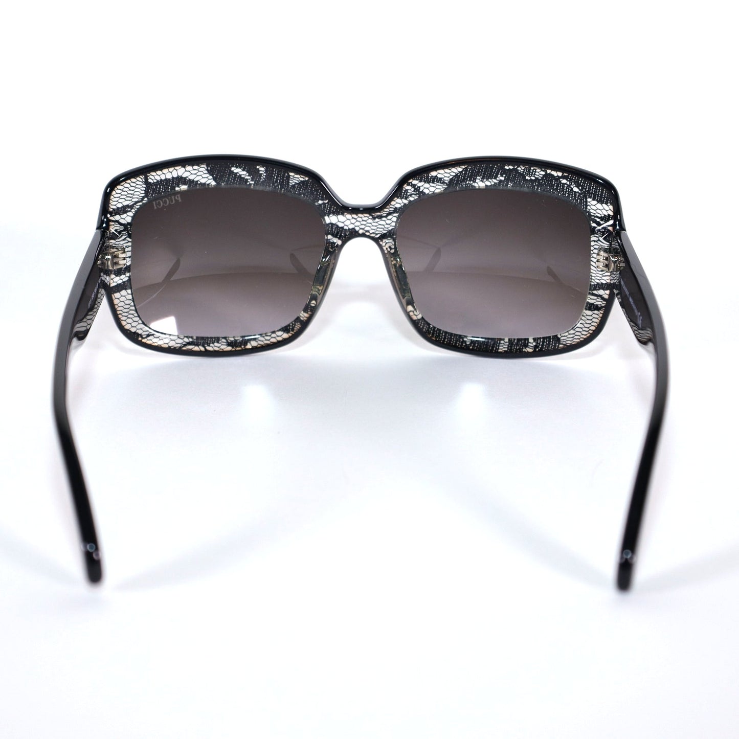 Emilio Pucci Womens Oval Sunglasses - Black Lace / Grey Gradient