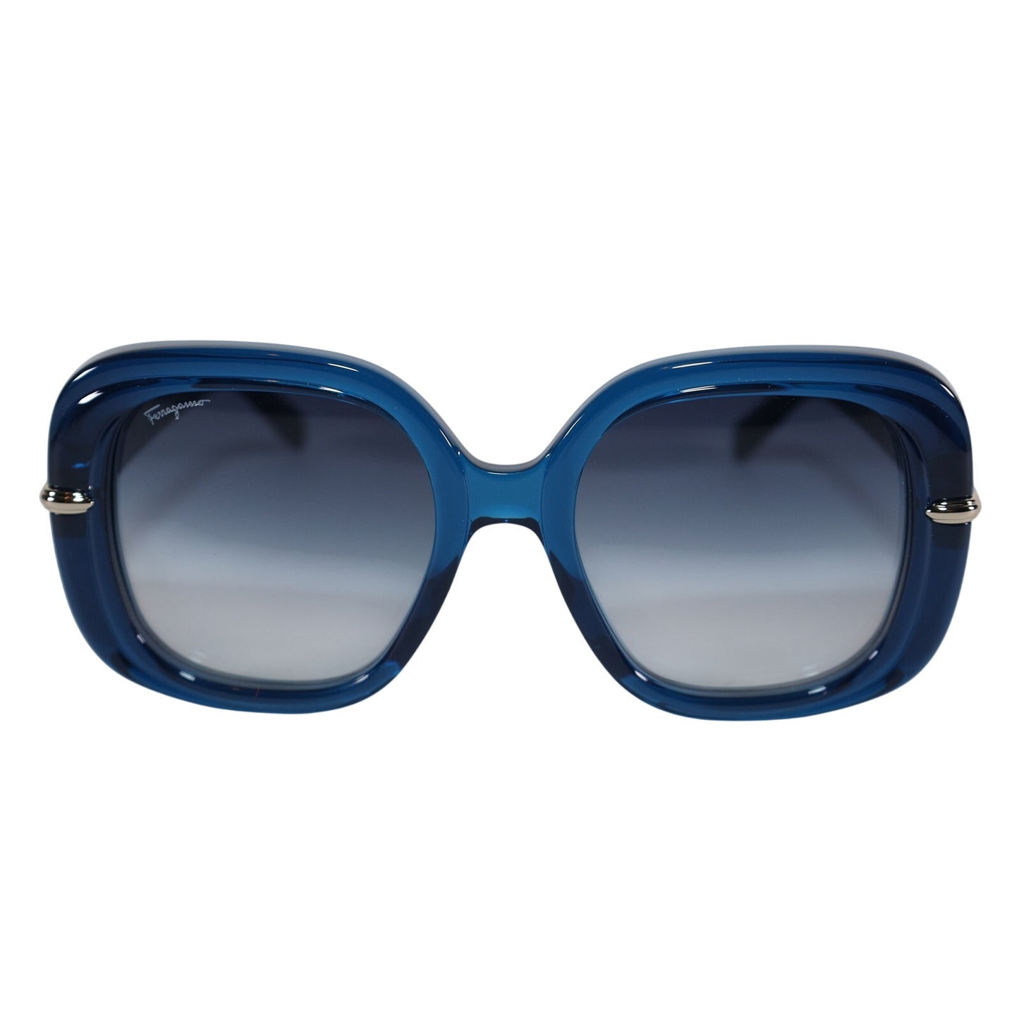 Ferragamo Oversized Women Sunglasses - Transparent Blue/Blue Gradient