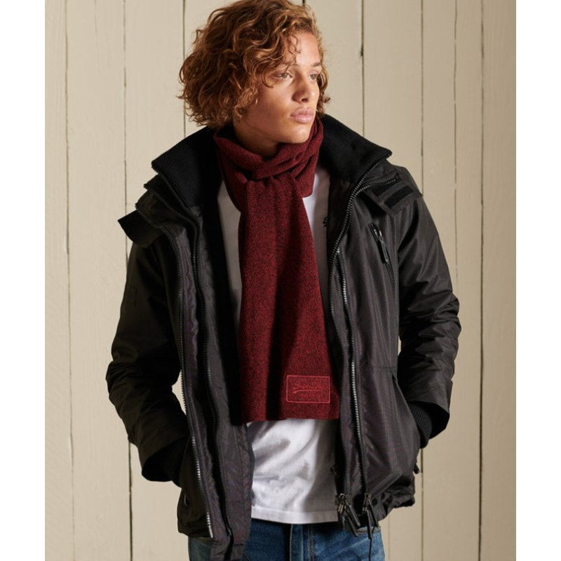 Superdry Vintage Logo Cotton Knit Scarf – Dark Red Grit