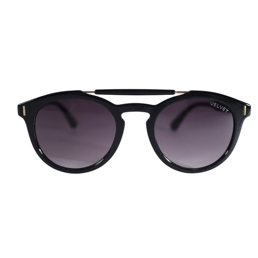 Velvet Eyewear AMELIA Round Aviator Sunglasses - Black / Gray Fade