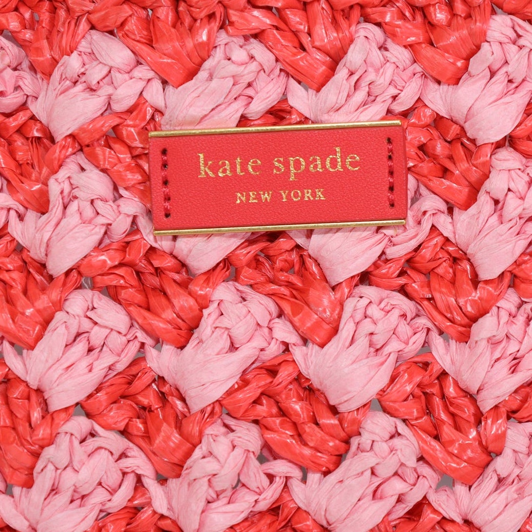 Kate Spade High Tide Striped Crochet Raffia Medium Tote Bag - Ladybug