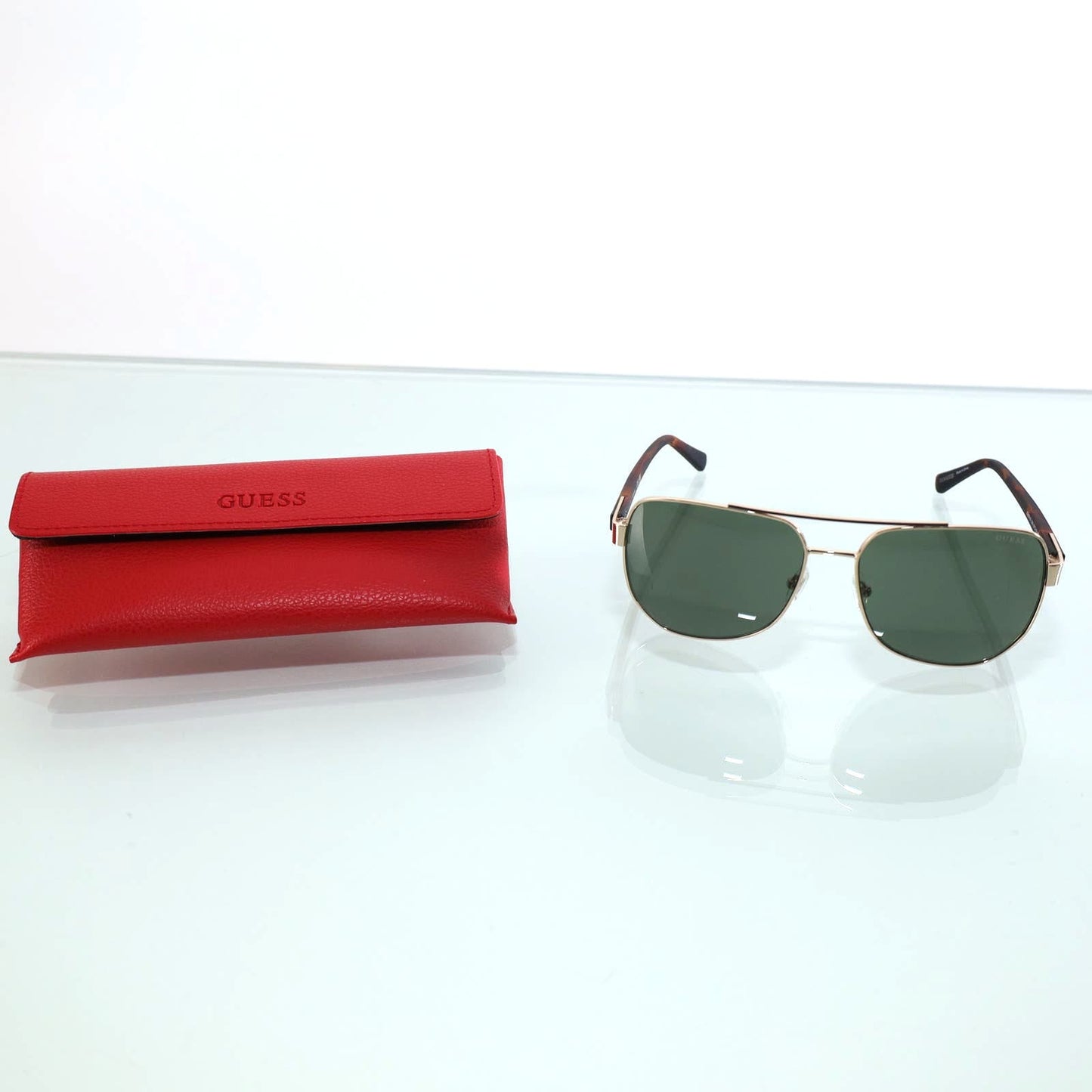 Guess Mens Metal Pilot Sunglasses - Gold/Green