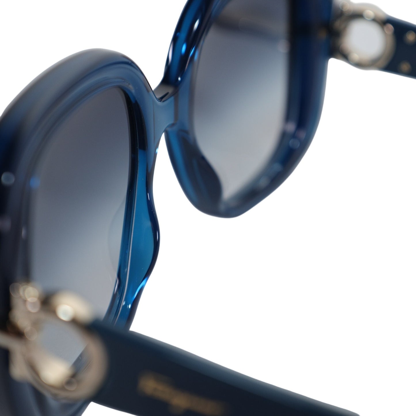 Ferragamo Oversized Women Sunglasses - Transparent Blue/Blue Gradient