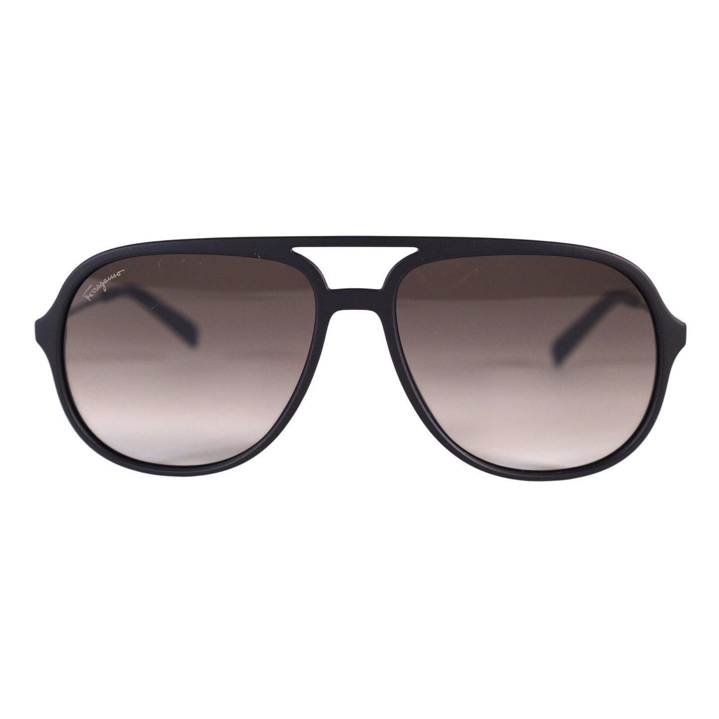 Salvatore Ferragamo Mens Lightweight Aviator Sunglasses - Black / Grey