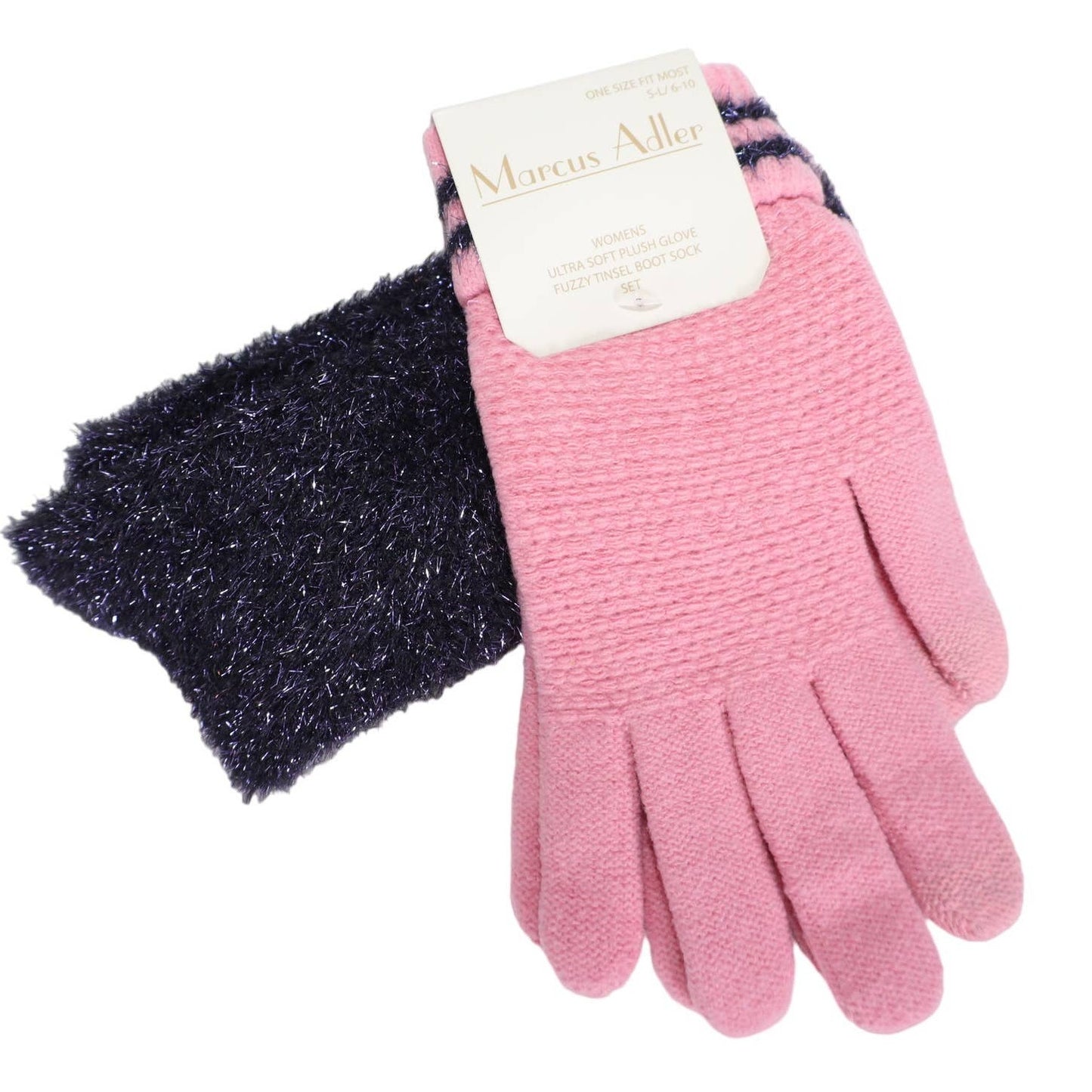 Marcus Adler Women’s Ultra Plush Glove & Fuzzy Tinsel Sock Set