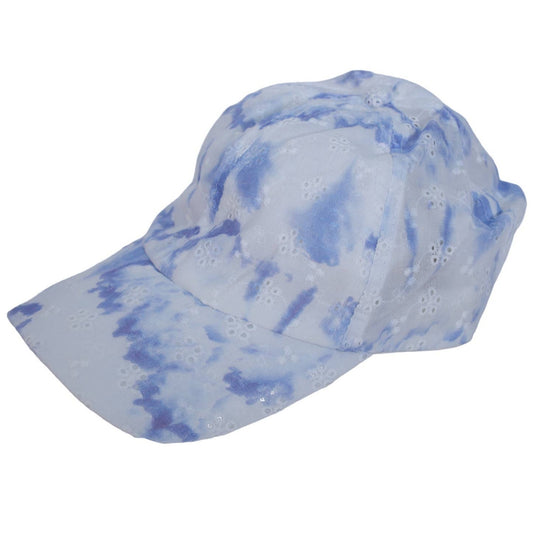 Summer & Rose Eyelet Baseball Cap - One Size Adjustable - Blue / White Tie-Dye