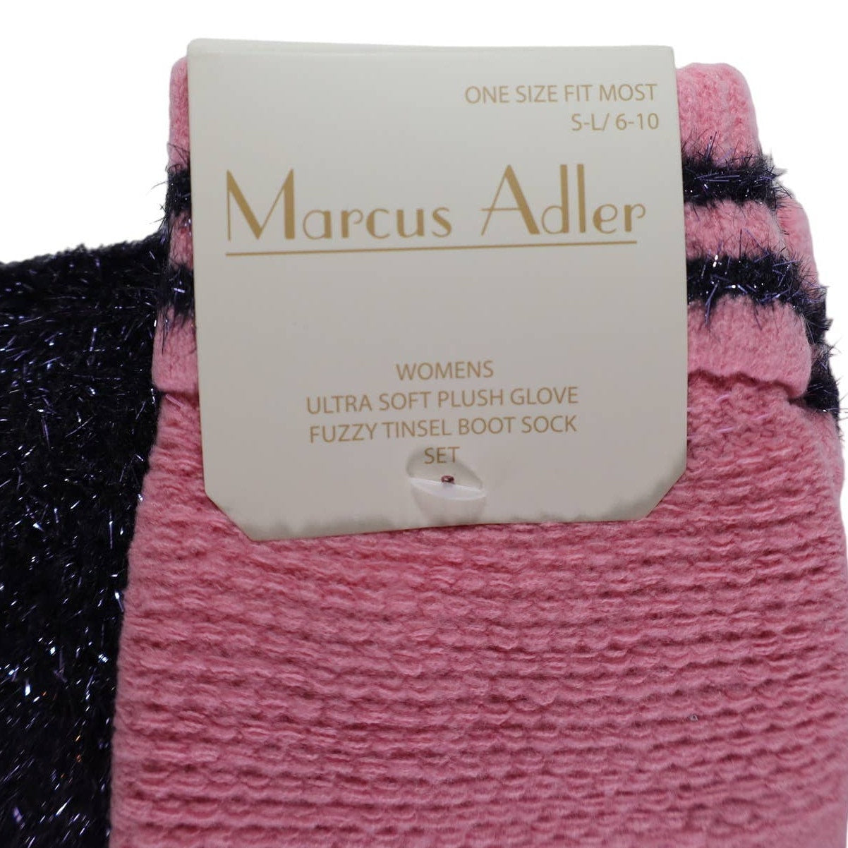 Marcus Adler Women’s Ultra Plush Glove & Fuzzy Tinsel Sock Set