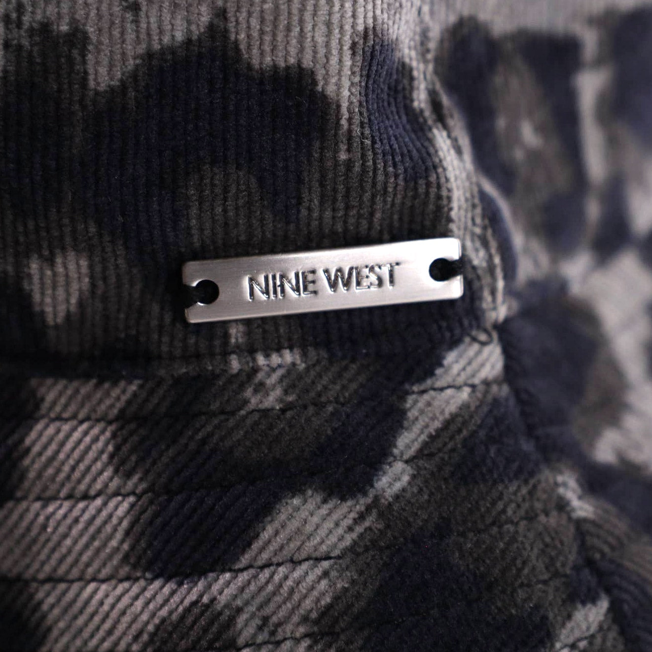 Nine West Animal Print Corduroy Bucket Hat - Black/Grey