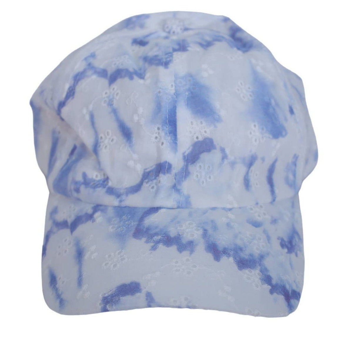 Summer & Rose Eyelet Baseball Cap - One Size Adjustable - Blue / White Tie-Dye