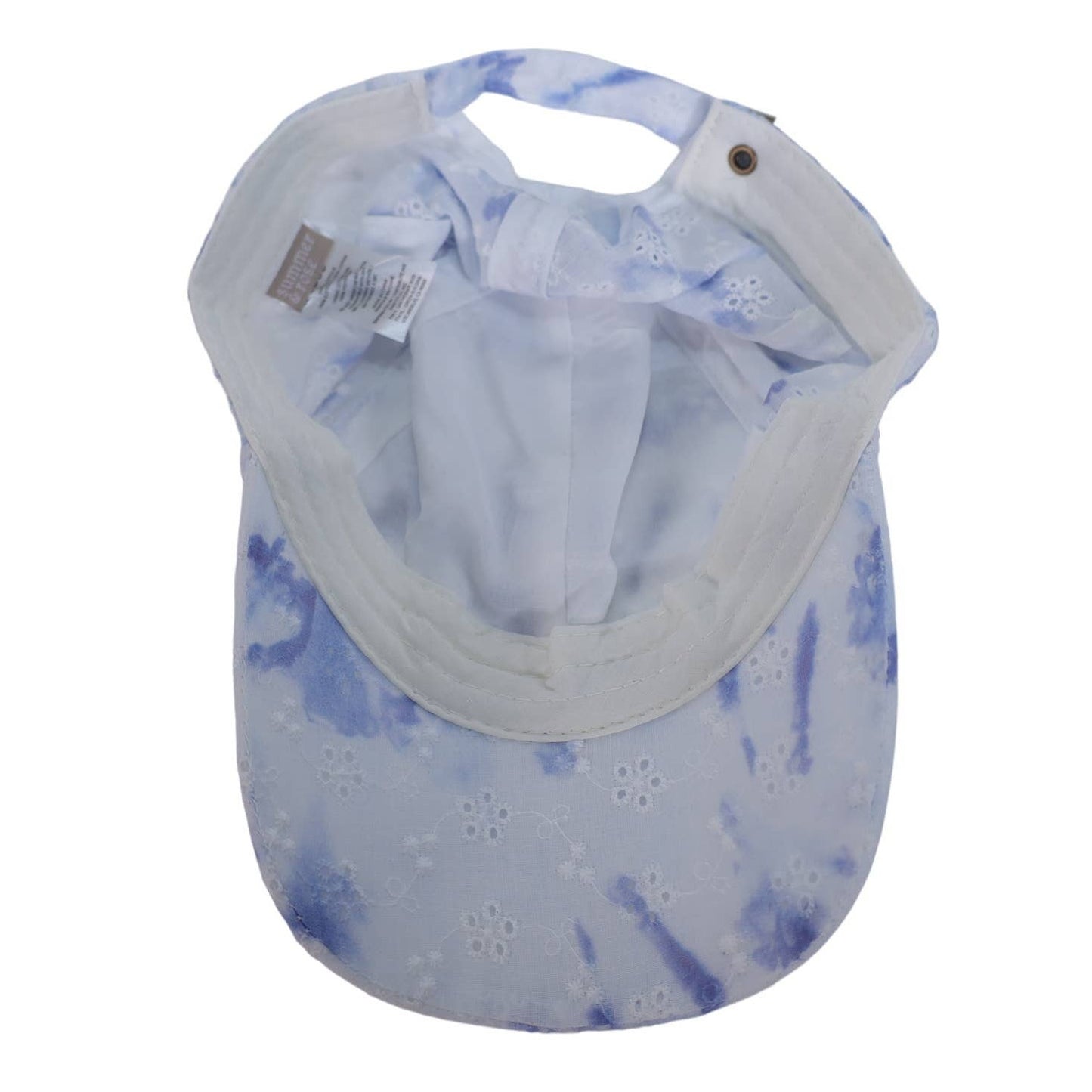 Summer & Rose Eyelet Baseball Cap - One Size Adjustable - Blue / White Tie-Dye