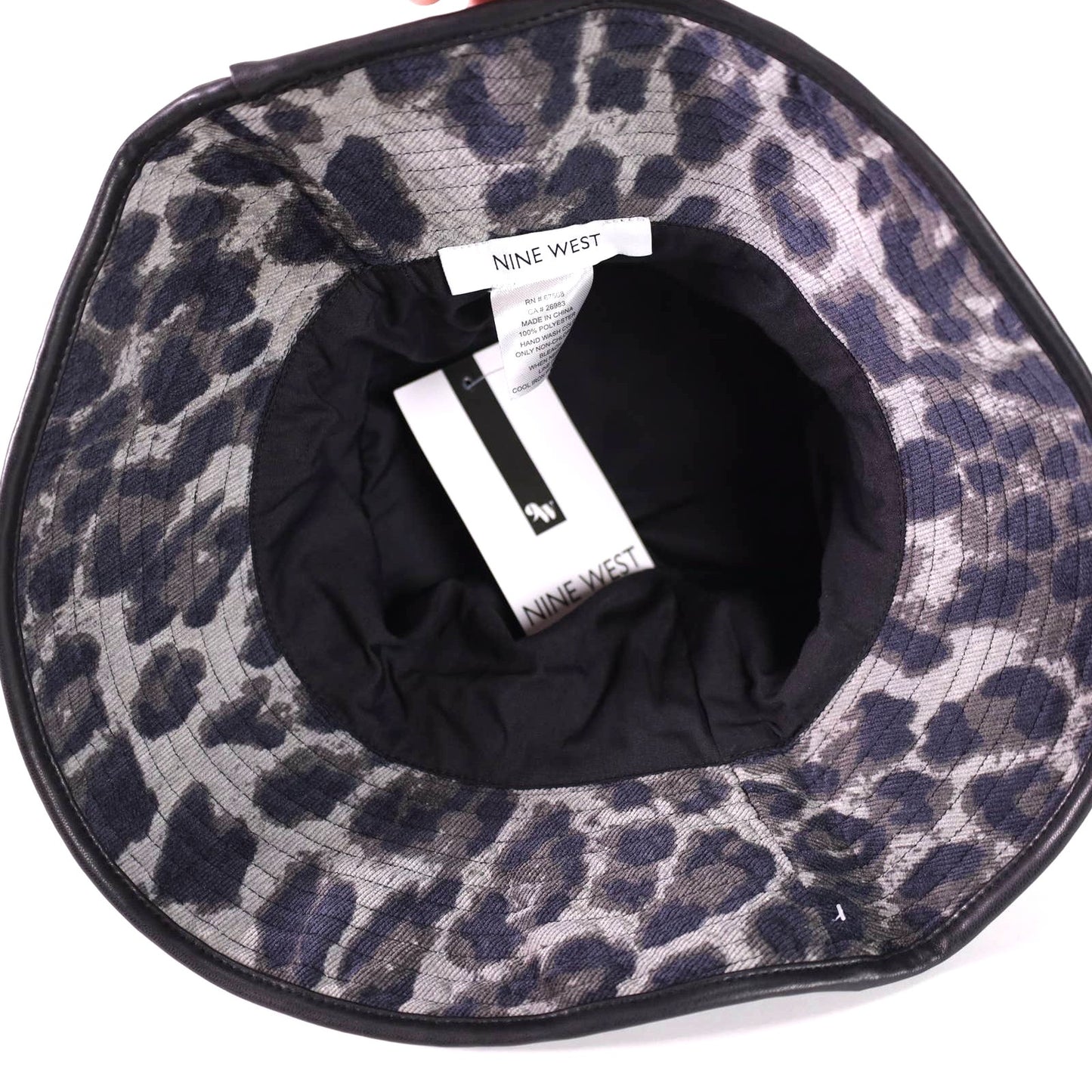 Nine West Animal Print Corduroy Bucket Hat - Black/Grey
