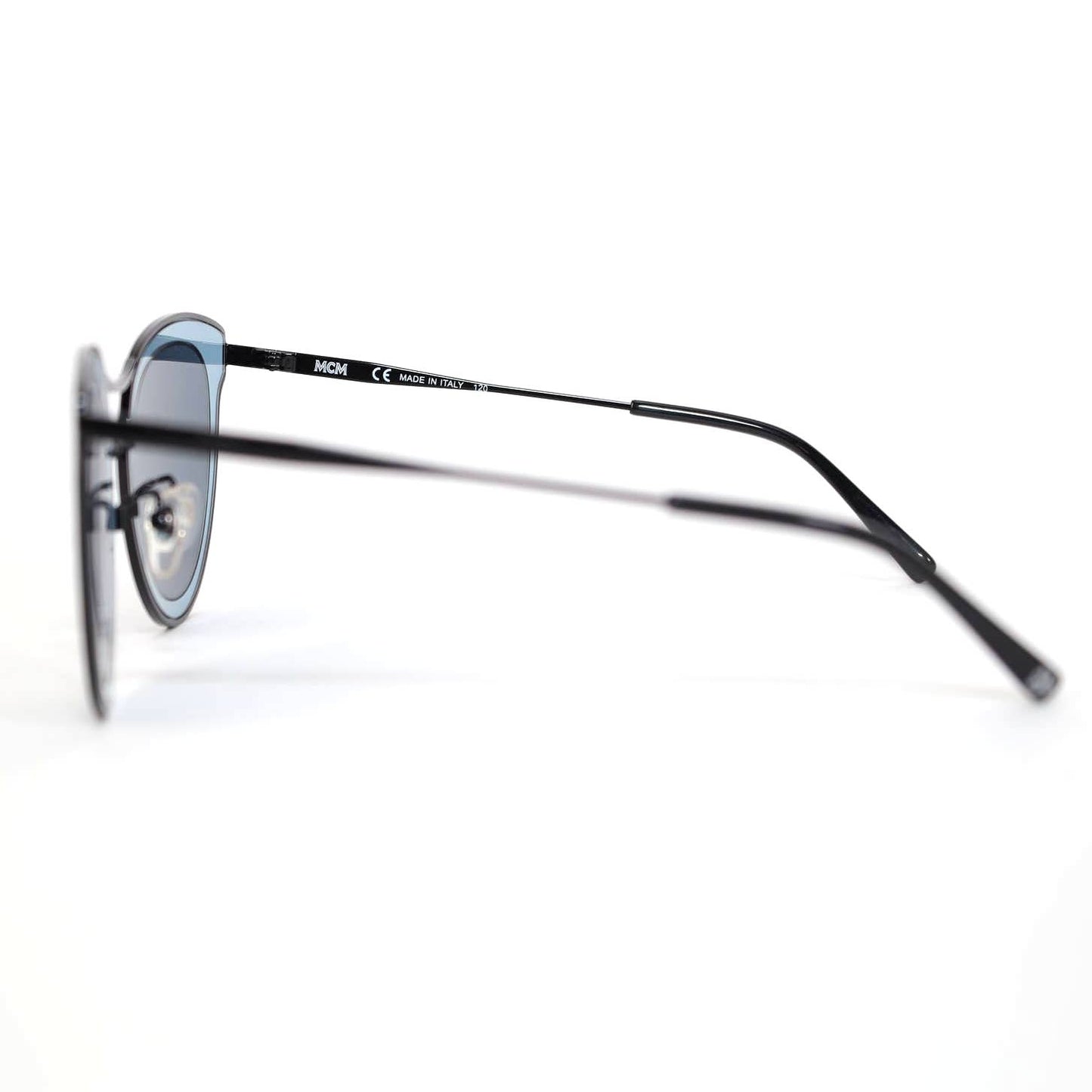 MCM Cat Eye Metal Womens Sunglasses - Shiny Black/Blue