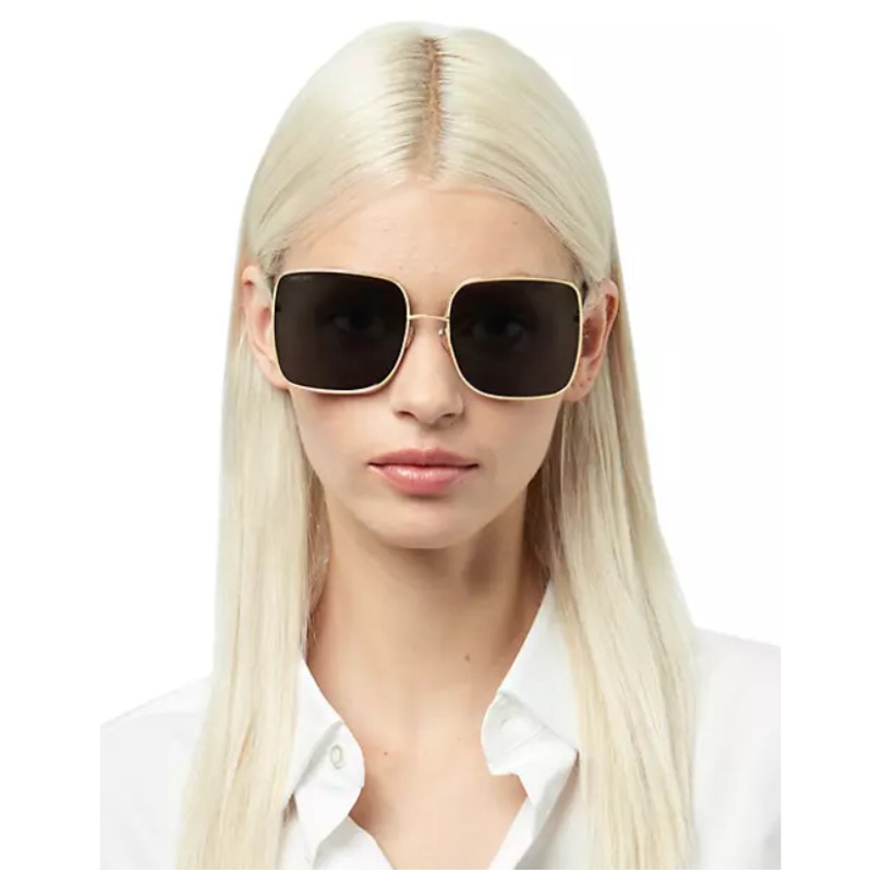 Jimmy Choo Oversized Square Aliana Sunglasses - Gold/Black