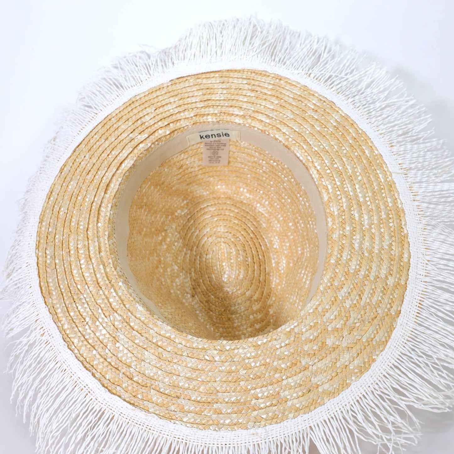 Kensie Wide Brim Paper Straw Hat with Fringe - One Size