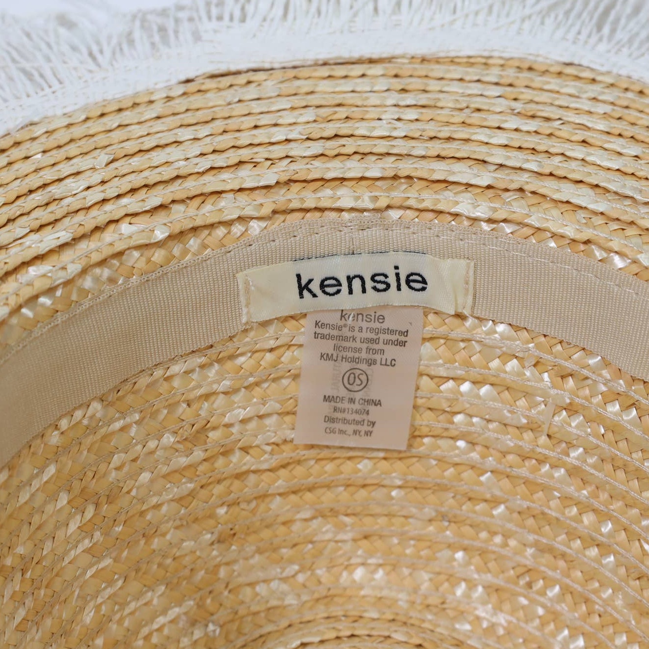Kensie Wide Brim Paper Straw Hat with Fringe - One Size