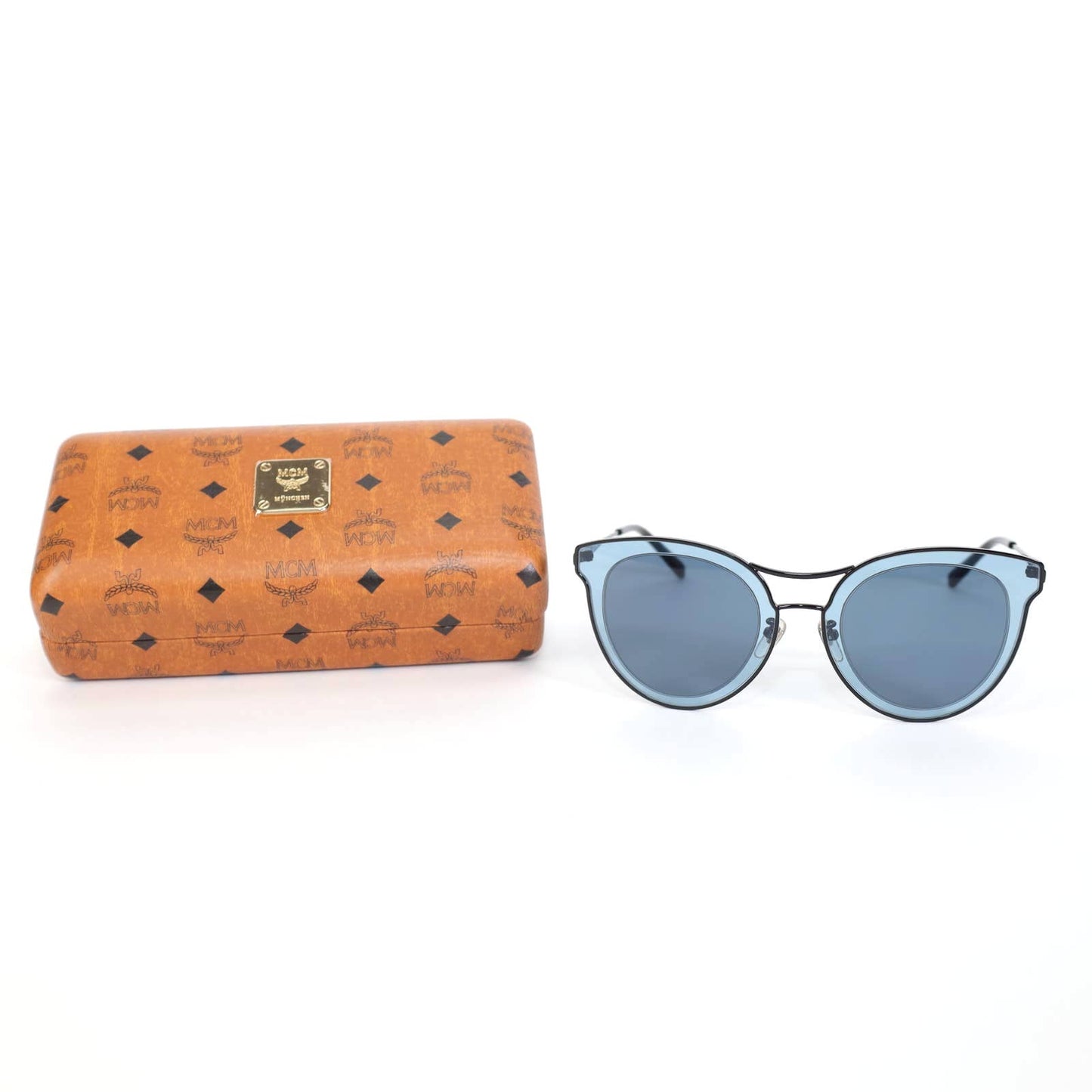 MCM Cat Eye Metal Womens Sunglasses - Shiny Black/Blue