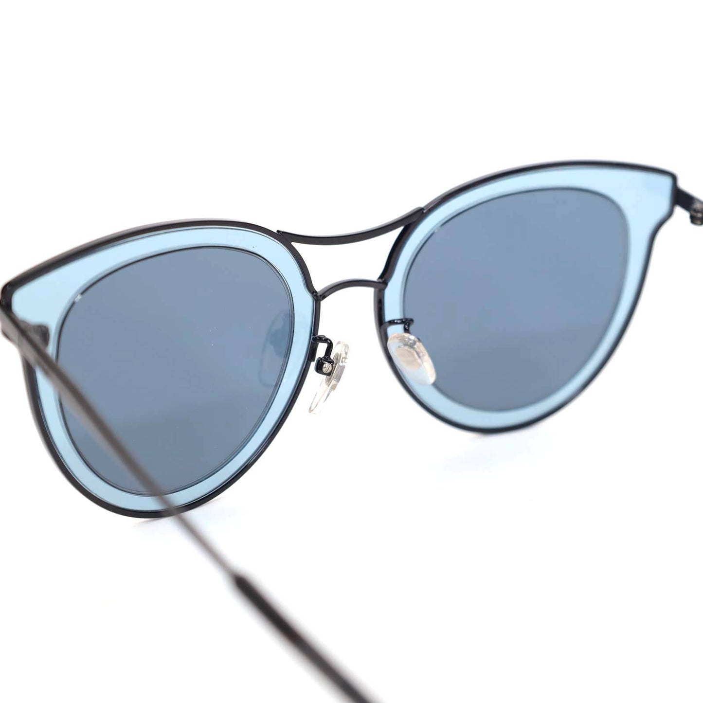 MCM Cat Eye Metal Womens Sunglasses - Shiny Black/Blue